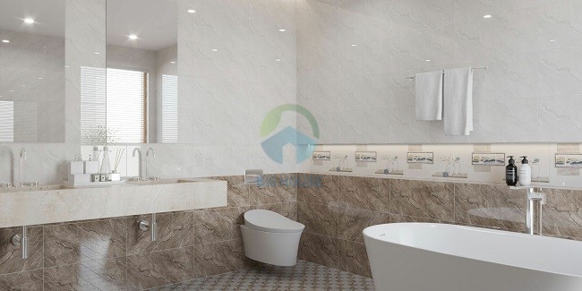 Gạch ốp toilet bề mặt bóng kính kiến tạo không gian mang tính thẩm mỹ tốt hơn