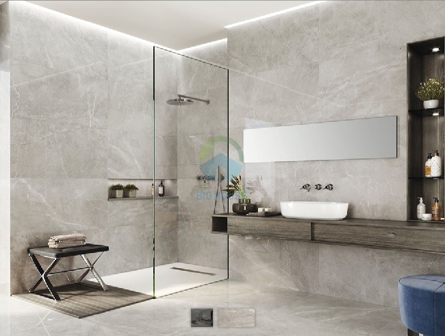 Mẫu gạch ốp tường nhà tắm 30x60 Aric Grey nhập khẩu Ấn Độ với họa tiết vân đá marble sắc nét