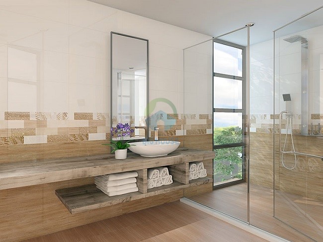 Bộ gạch ốp nhà tắm kích thước 30x60 Hoàn Mỹ 3603-3604-3605 với thiết kế giả gỗ sang trọng - đẳng cấp