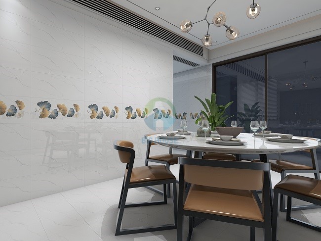 Nếu phòng ăn của gia đình bạn thiết kế theo phong cách hiện đại, hãy chọn mẫu gạch ốp 30x60 Vitto 2665