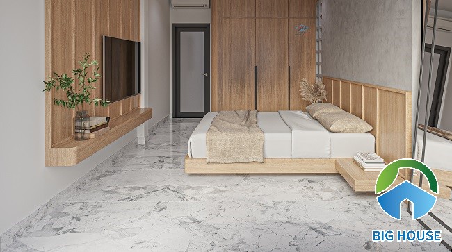 Mẫu gạch lát nền 80x80 Ý Mỹ P88042R họa tiết vân đá marble cho không gian phòng ngủ