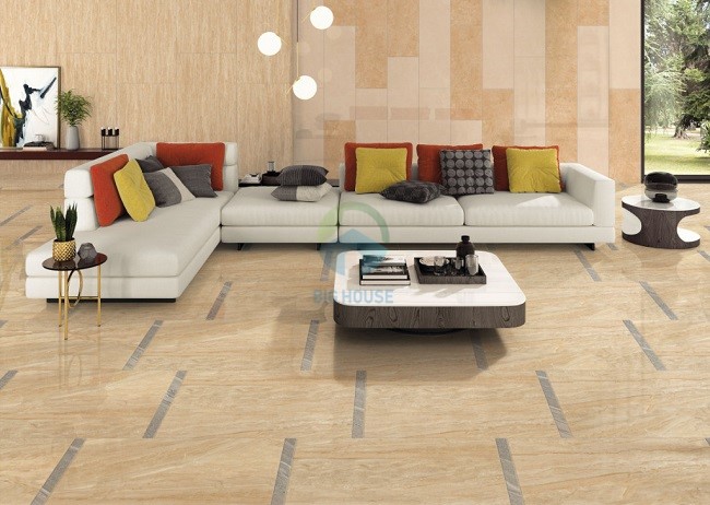 Phòng khách với lối thiết kế hiện đại phù hợp với các mẫu gạch 30x60 họa tiết tối giản