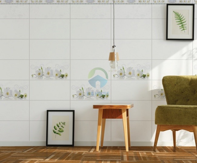Bạn có thể sử dụng mẫu gạch ốp viền màu trắng cho cả phòng khách, phòng ngủ, nhà bếp hay phòng tắm