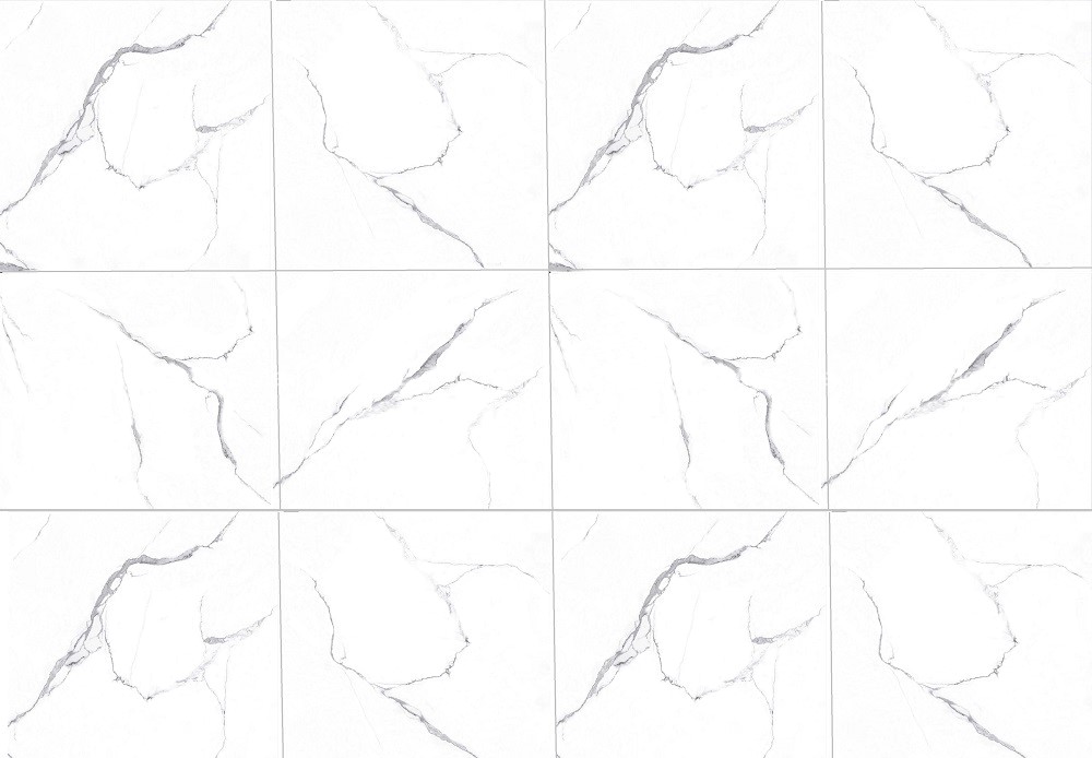 Map gạch 60x60 màu trắng, giả đá marble sang trọng.