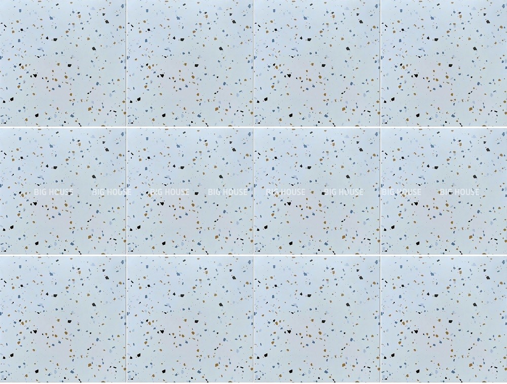Map gạch 600x600 terrazzo với các hạt đá nhỏ, nhiều hình thù.