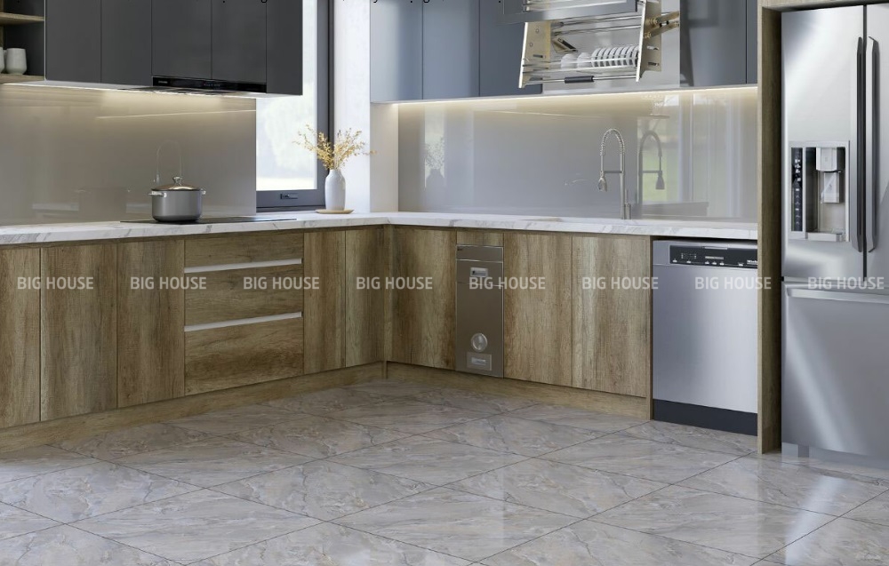 ứng dụng lát bếp của gạch Catalan 60x60