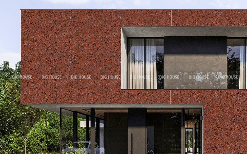Mẫu gạch giả đá hoa cương 80x80 tone đỏ ốp mặt tiền Mẫu gạch giả đá hoa cương 80x80 tone đỏ ốp mặt tiền