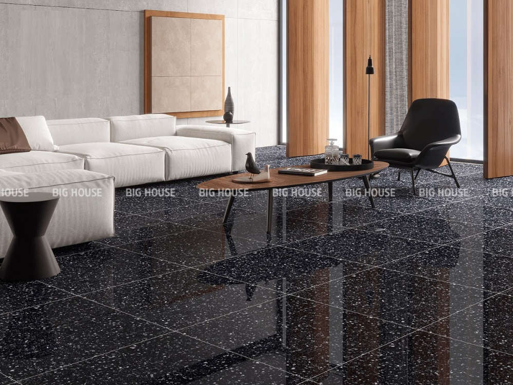 gạch vân đá hoa cương đen 80x80 lát phòng khách