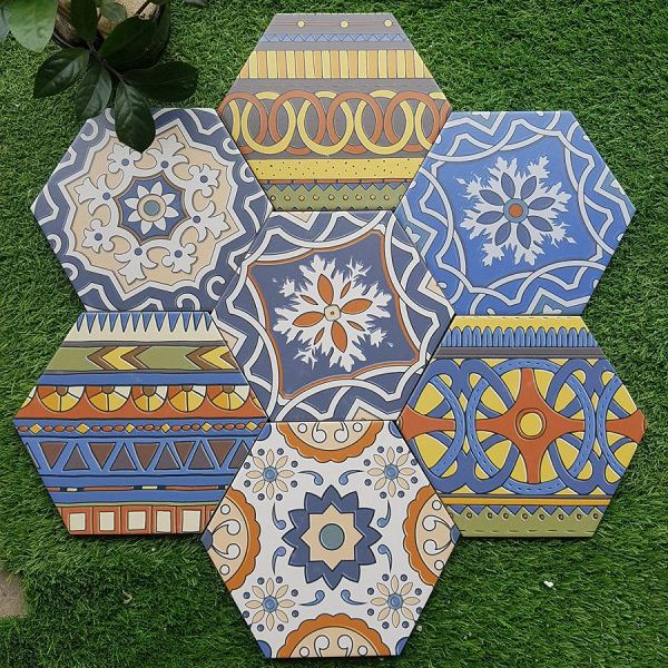 Bộ gạch lục giác phong cách Morocco với màu sắc, họa tiết độc đáo, nổi bật
