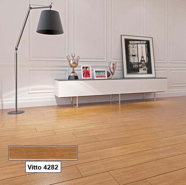 Vitto 4282 có tone màu nâu cam trầm lát nền mang đến vẻ đẹp đầy thu hút cho không gian 
