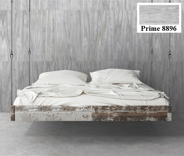 Mẫu gạch ốp tường phòng ngủ vân gỗ Prime 8896 màu xám trắng với bề mặt nhẵn bóng