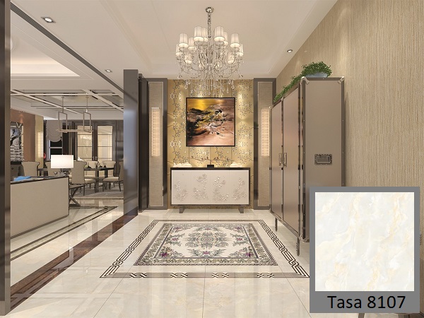 Mẫu gạch Tasa 8107 vân đá nền sáng cực hợp với phòng cách thiết kế theo phong cách Luxury