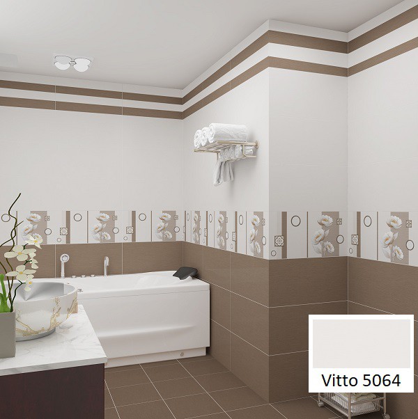 Gạch ốp tường nhà tắm Vitto 5064 với cách ốp đậm - điểm - nhạt mang lại sự độc đáo mới lạ