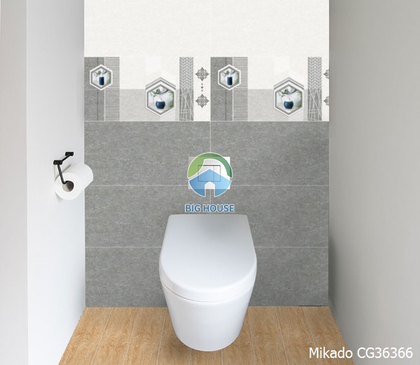 Bộ gạch ốp màu xám của Mikado giúp nội thất phòng vệ sinh nổi bật hơn